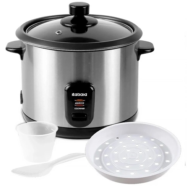 Olla Eléctrica de Arroz Itatiaia Midi PAMID1002 700 watts 1.8 Litros 127V ~ 60Hz - Plata Negra