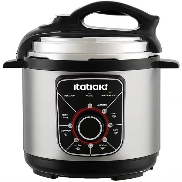 Olla a Presión Eléctrica Itatiaia Essencial PPESS2003 900 watts 5 Litros 220V ~ 50 60Hz - Plata Negra