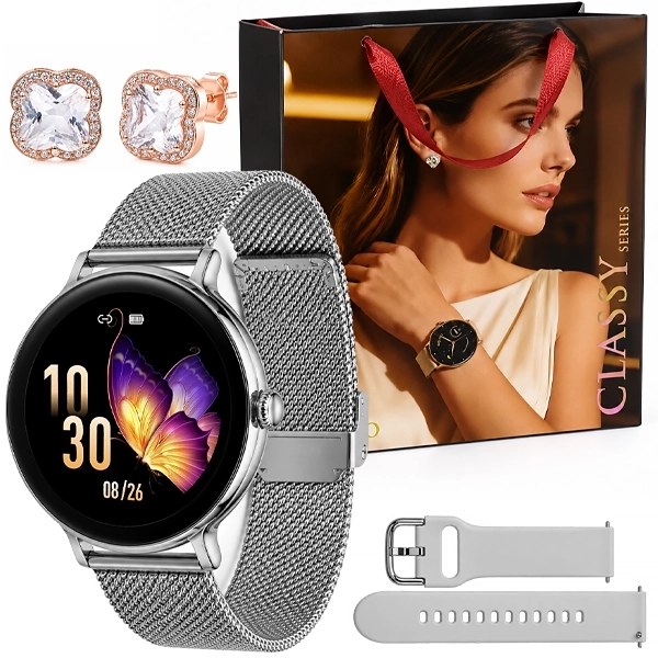 Reloj G-TiDE Q2 Pro con Bluetooth - Plata + Pulsera