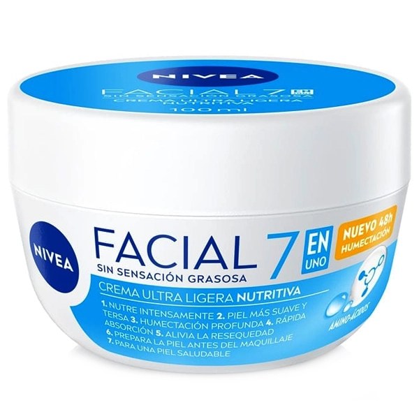 Crema Facial Hidratante NIVEA Ultra Ligera Nutritiva 7 en 1 de 100ml