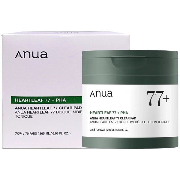 Almohadillas Tónicas Anua Heartleaf 77+ PHA Clear de 70 Unidades