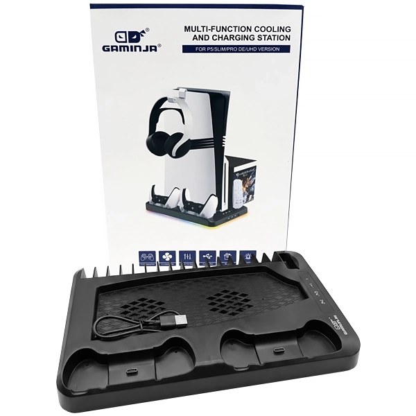 Soporte con Base de Recarga GAMINJA P58 para PlayStation 5 - Negro