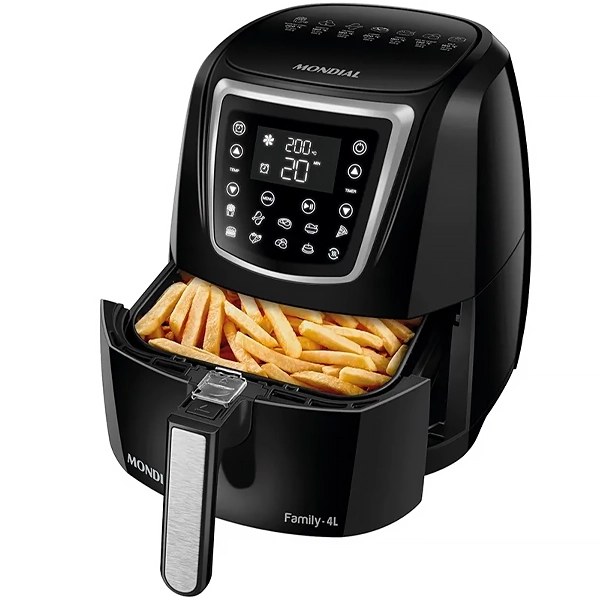 Freidora Eléctrica Mondial AFN-40-DI 1.500 watts 4 Litros 220V ~ 50 60 Hz - Negro Plata