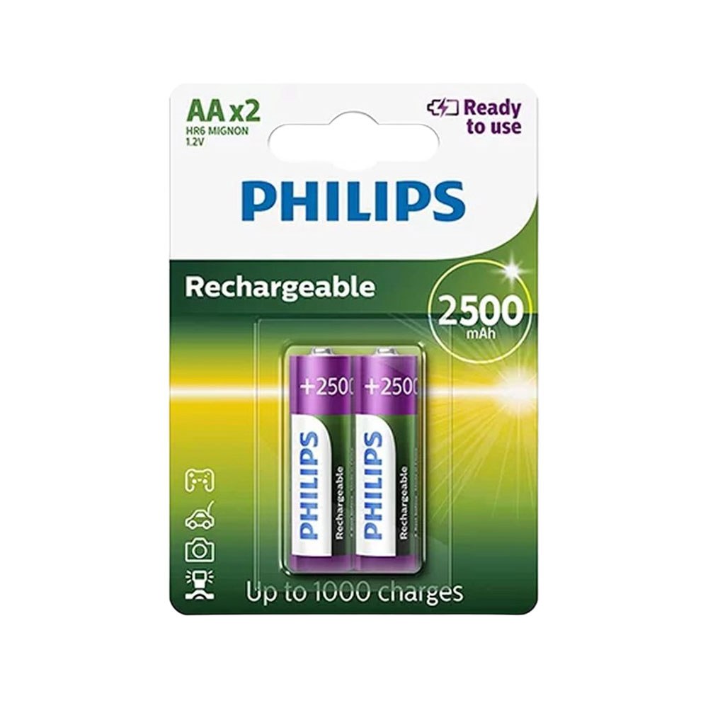 Pilas Recargables Philips R6 B2 A245 Aa 2500 Mah 2 Piezas