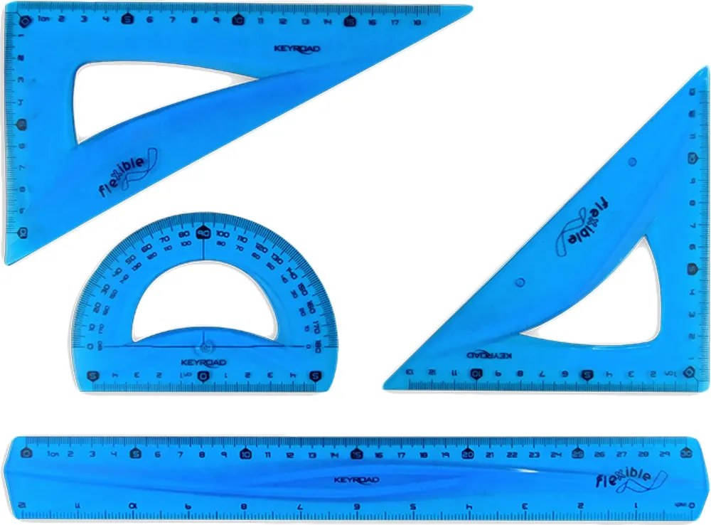 Regla Geométrica Super Flexível Keyroad KR971105 - Azul (4 Unidades)