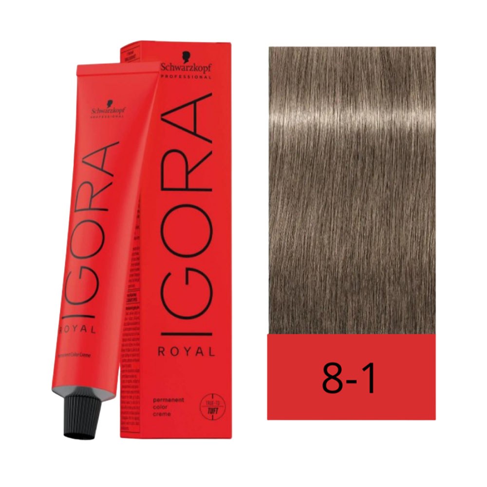 Crema De Coloración Schwarzkopf Igora Royal 8 1 Rubio Claro Ceniza 60 Gr