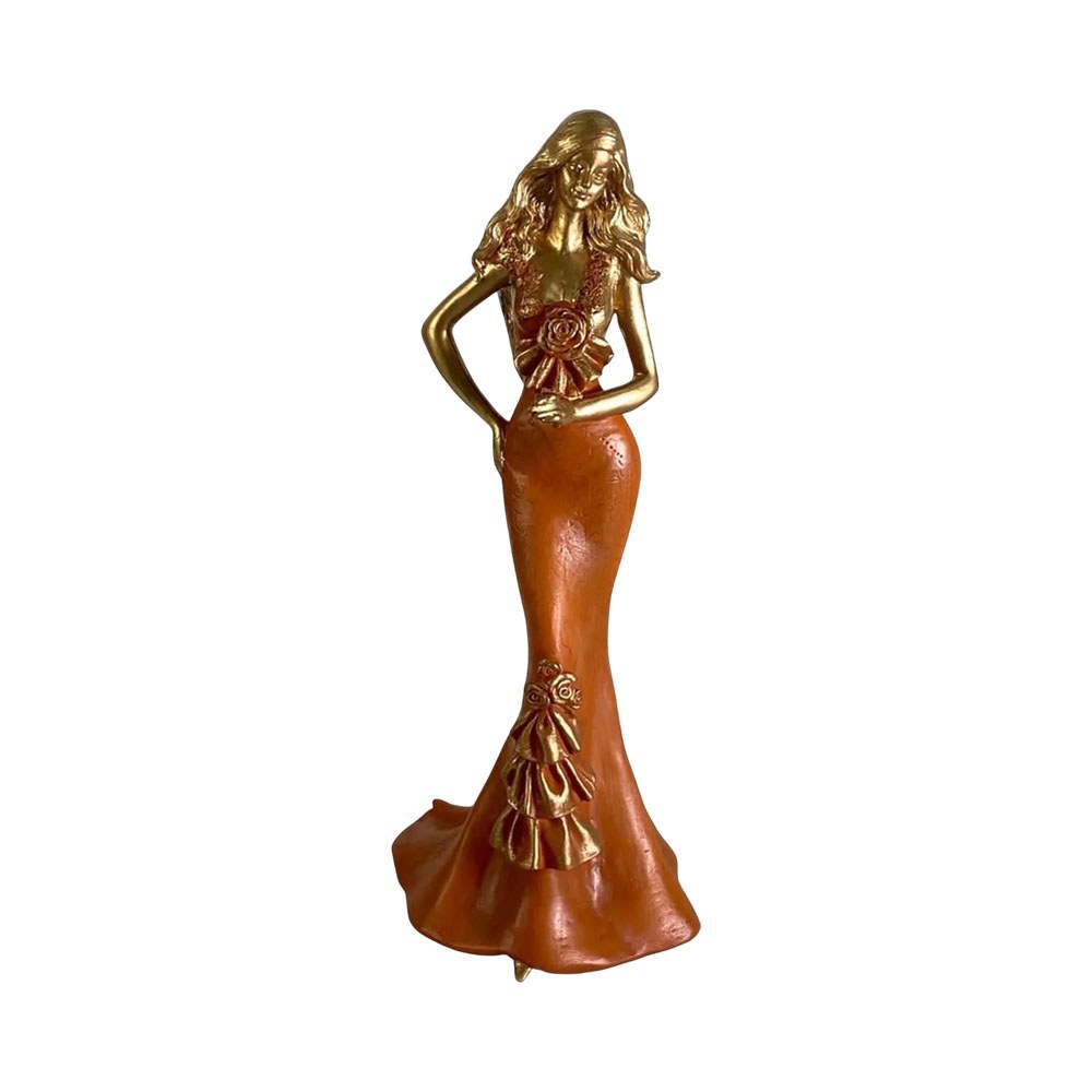 Figura Decorativa De Mujer Concepts 437 7211338 33 Cm Dorado Naranja