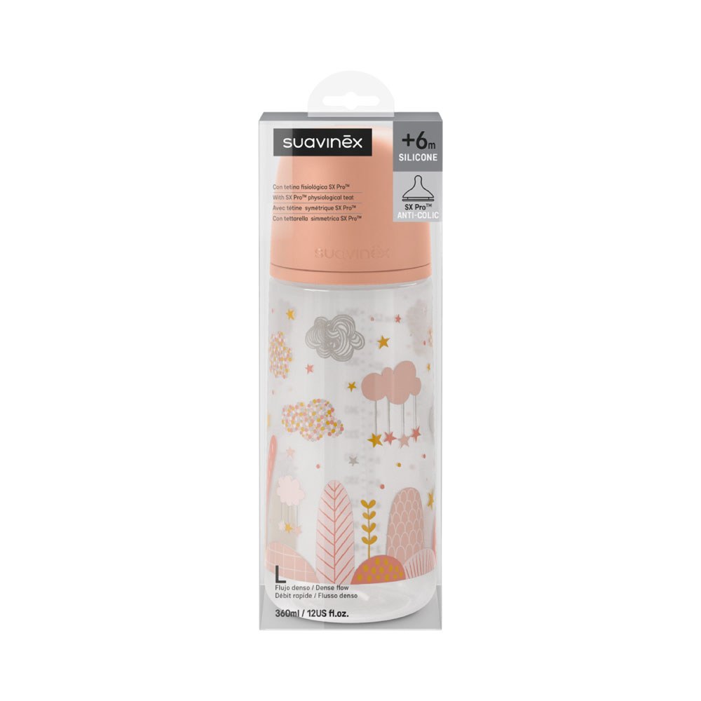 Biberón Rosa Anticólico +6 M 360 Ml Suavinex 83683