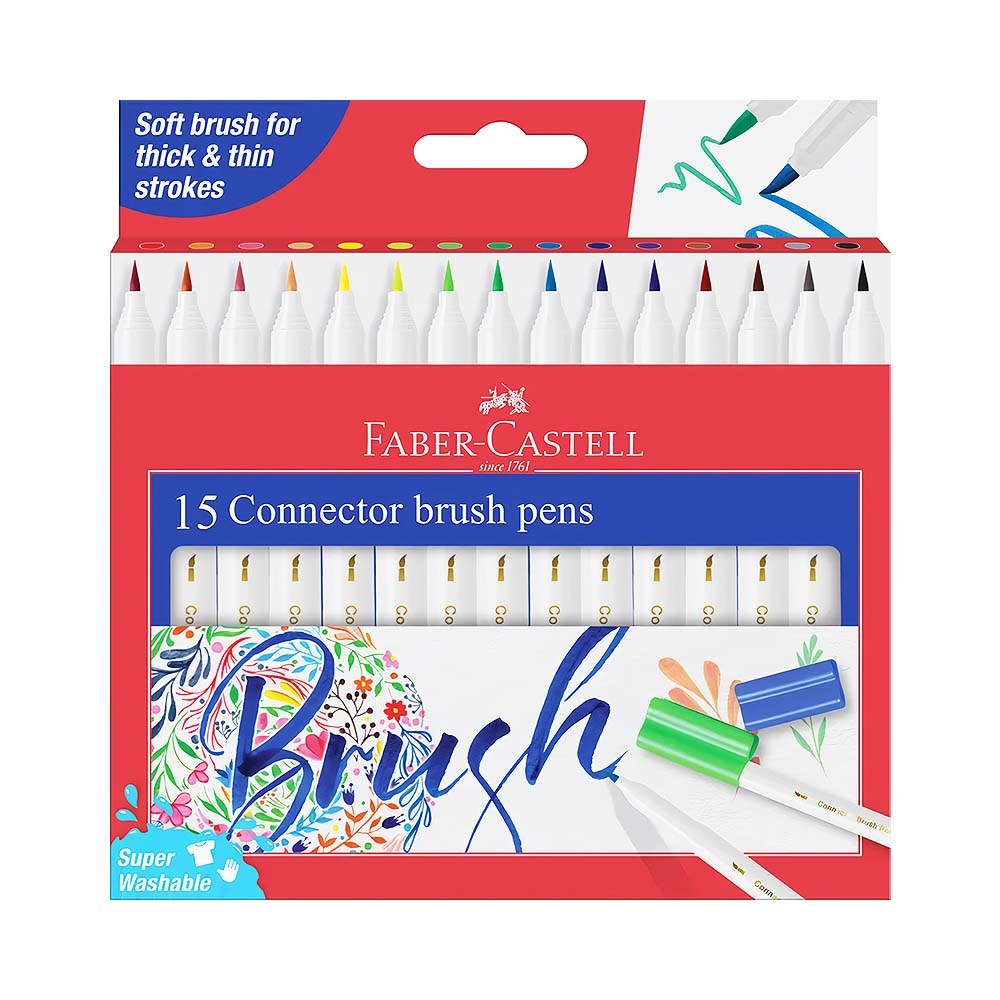Marcador Faber Castell Connector Brush Pen 153015 15 Unidades