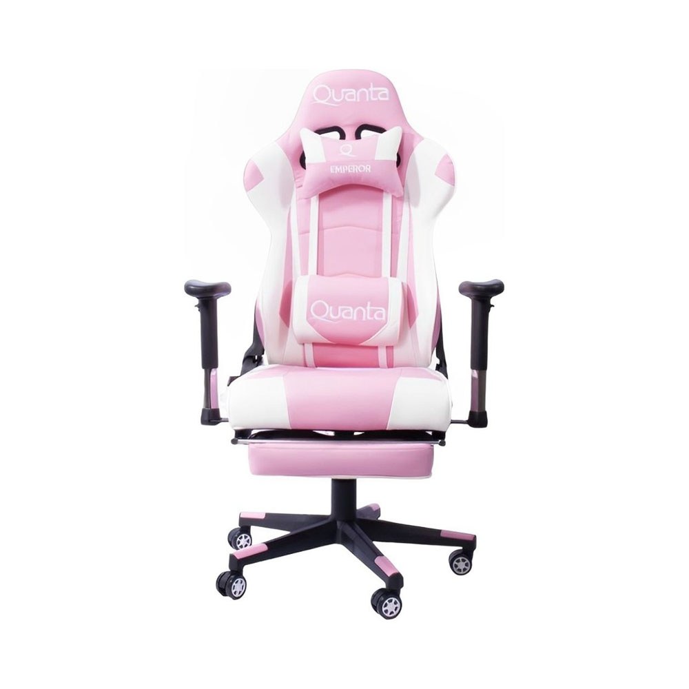 Silla Gamer QUANTA Qtgc20 Blanco Rosa - Nailon y PU