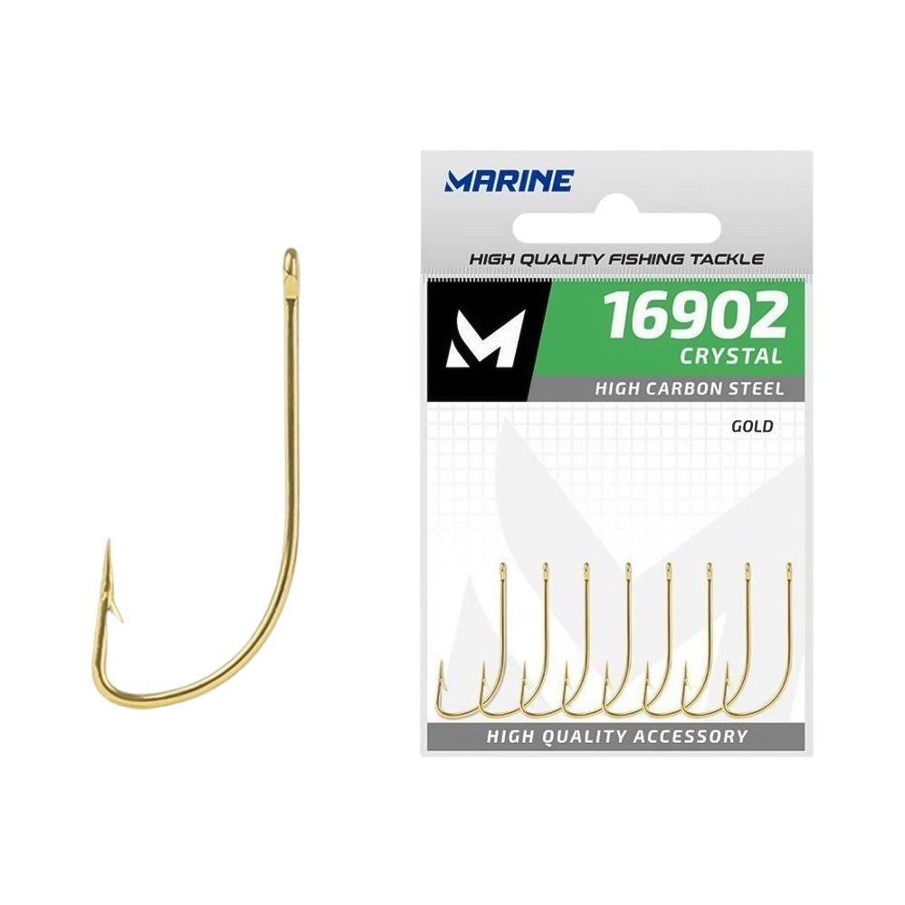 Anzuelo Marine 16902 Crystal 02 - 50 Piezas, Dorado, Acero